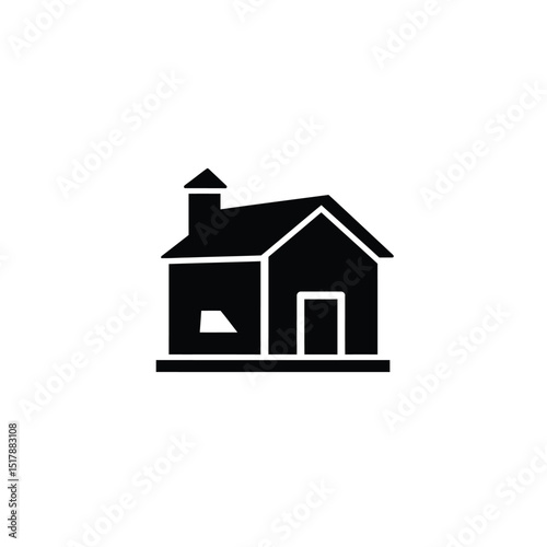 Simple black silhouette house icon home building