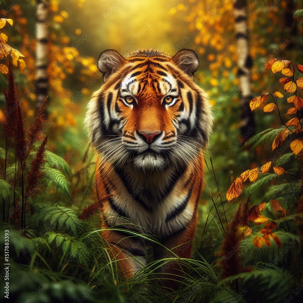 Fototapeta premium Bengal Tiger with black stripes