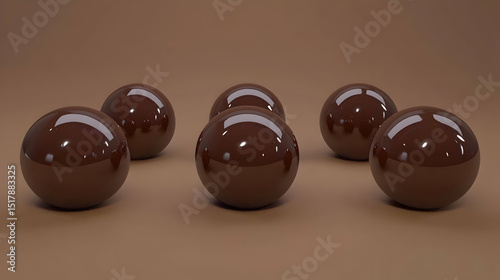 Chocolate Spheres On Brown Background