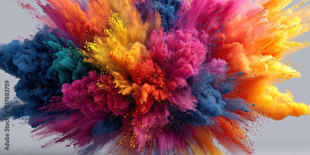 Fototapeta premium Vibrant Central Powder Explosion on White Background