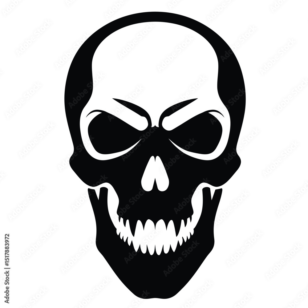 Fototapeta premium Aggressive black and white skull illustration