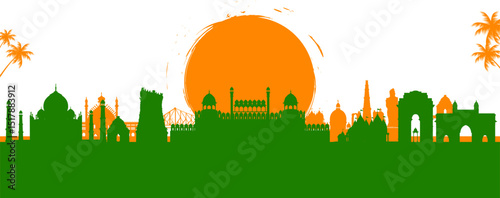 Famous Indian monument and Landmark for Happy Independence Day of India for Happy Independence Day of India