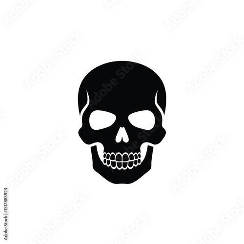 Black skull icon death danger halloween symbol