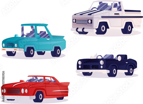set of cars vector illustration