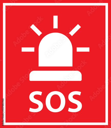 Sos icon emergency alarm button. Red emergency flashers siren sign. Emergency flashing siren.