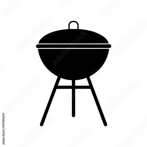 Modern Vector Graphic of Large Round Charcoal BBQ