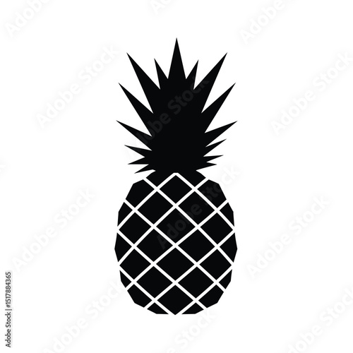 Simple black silhouette of a pineapple fruit