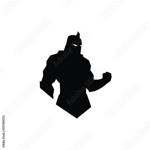 Powerful superhero silhouette strong muscular figure