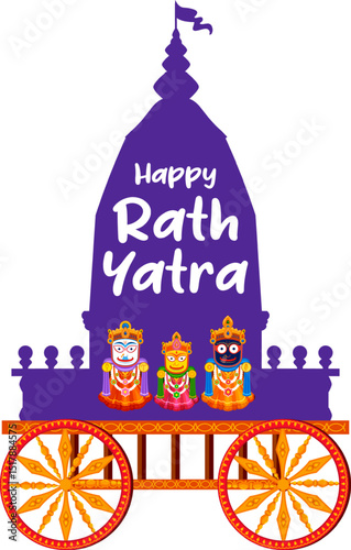 chariot of Lord Jagannath, Balabhadra and Subhadra on annual Rathayatra in Odisha festival background