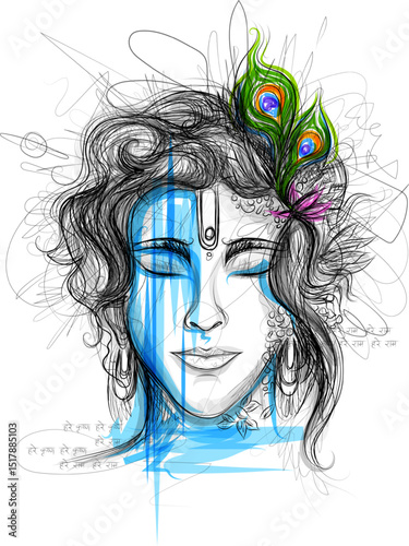 Lord Krishna in Happy Janmashtami festival background of India