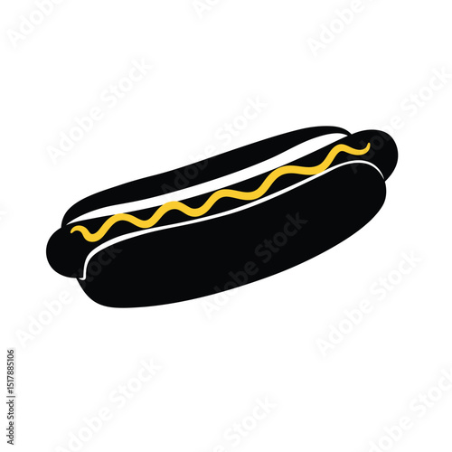 Delicious hot dog with mustard simple icon