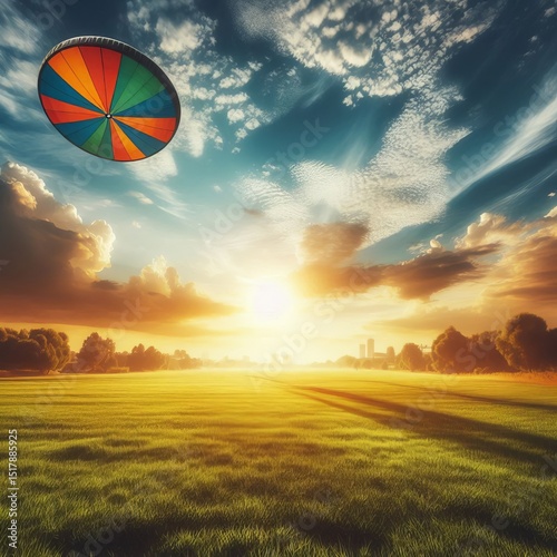 skies a colorful disc soars above