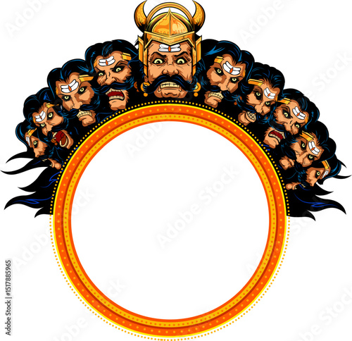 Ravana with ten heads for Navratri festival of India poster for Dussehra