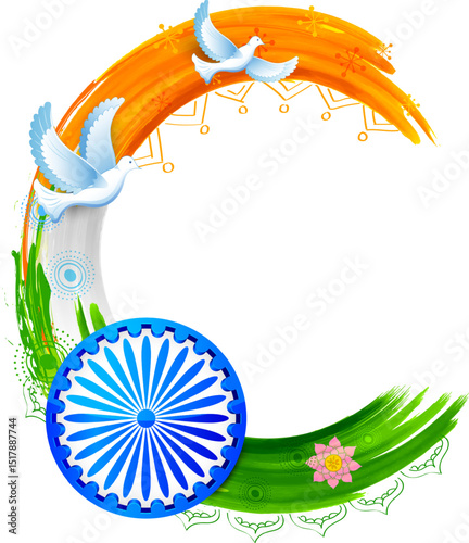 abstract tricolor banner with Indian flag for 15th August Happy Independence Day of India