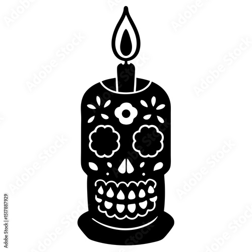 decorative-candle-with-sugar-skull---white