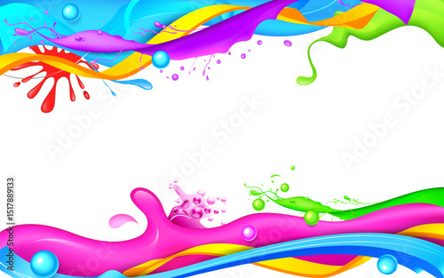 colorful splash for Happy Holi design for color festival of India celebration greetings for promotion and advertisement banner