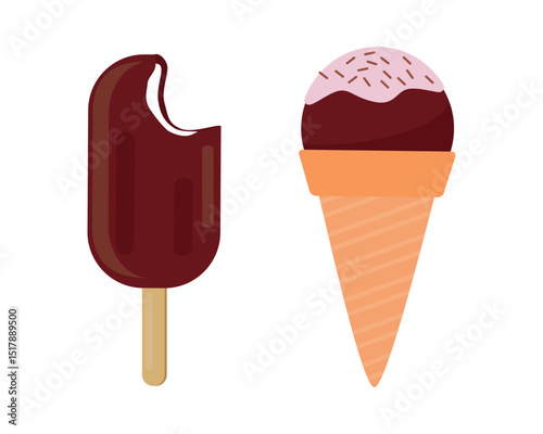 Set tasty ice cream collection