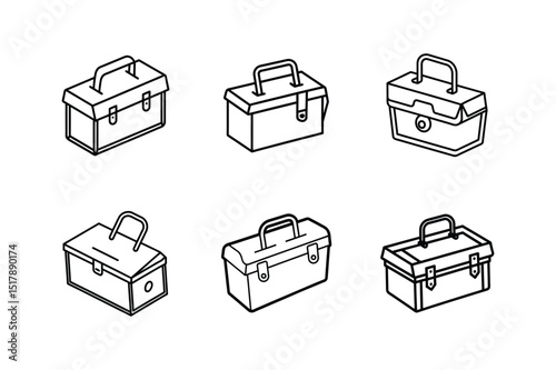 tackle box icon line art vector illustration