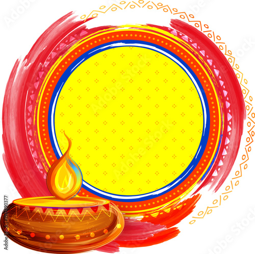 burning diya on Happy Diwali Holiday background for light festival of India