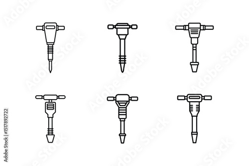 tamping rammer line art vector illustration
