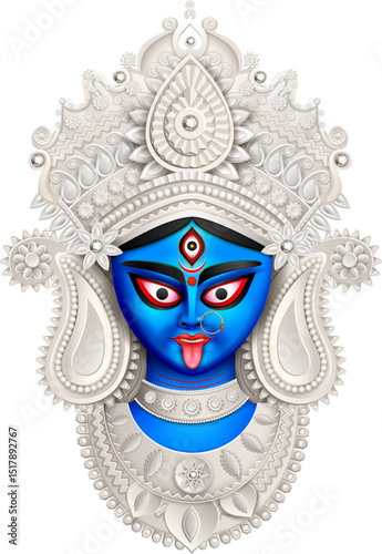 Goddess Kali Maa on Diwali Kali Pooja background of India festival