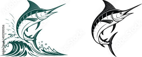 Jumping Swordfish Vector Illustration