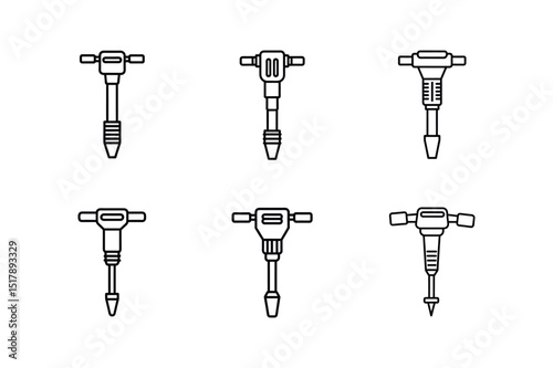 tamping rammer icon line art vector illustration