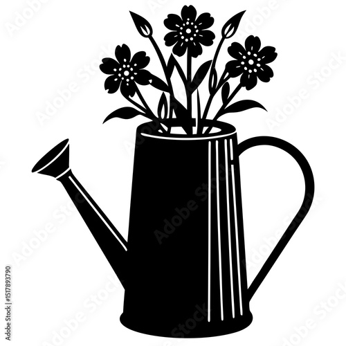 watering can with flowers