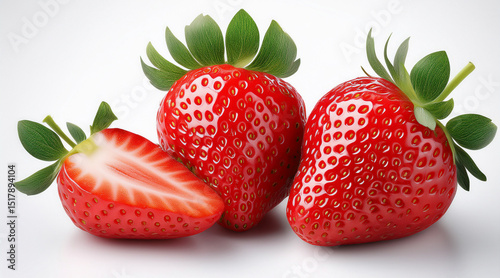 strawberries with shadows on a white background