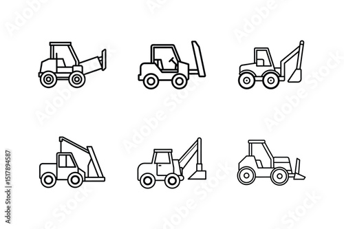 telehandler icon line art vector illustration