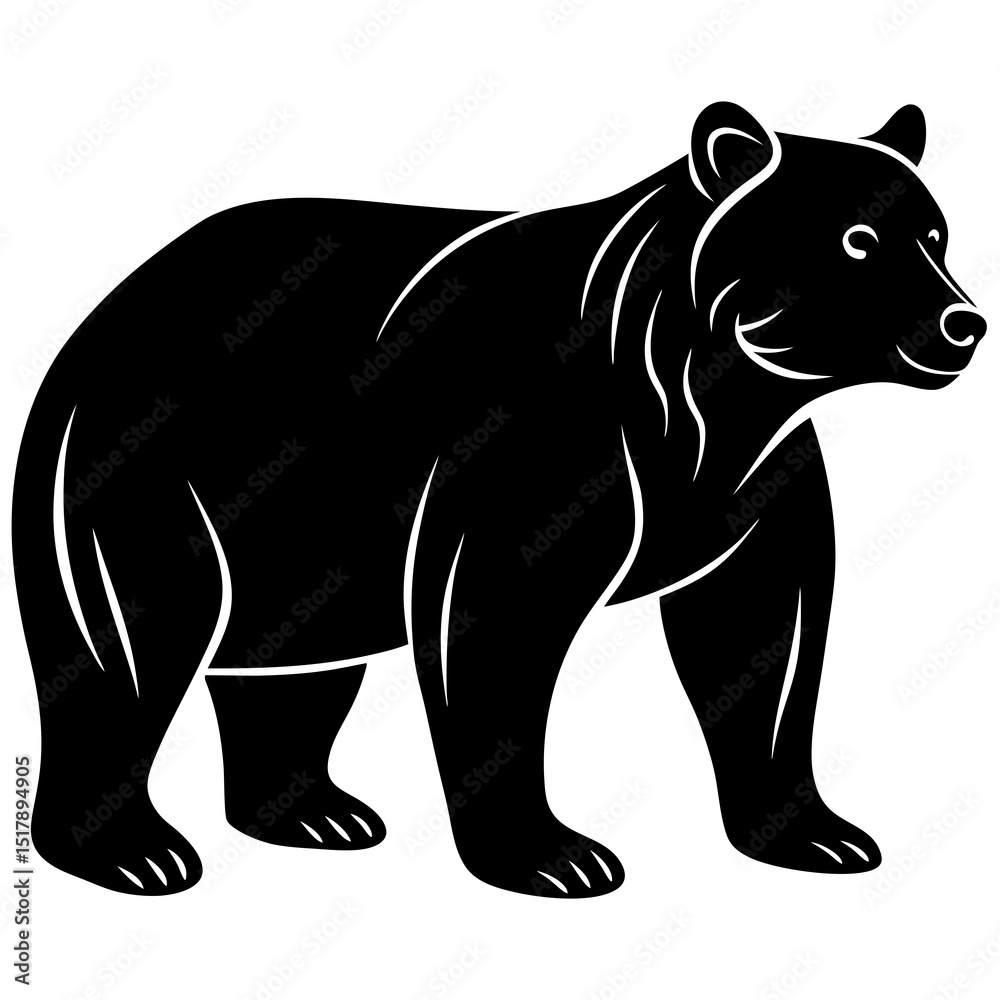 Fototapeta premium Black Bear Silhouette Illustration