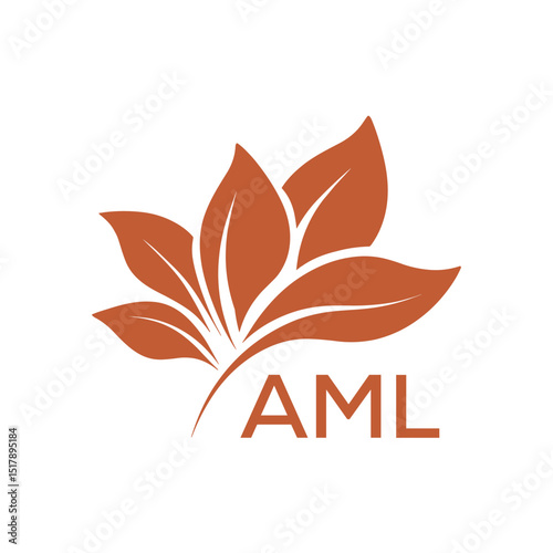 Elegant Botanical Leaf Logo Design with AML Text . AML Letter logo .
