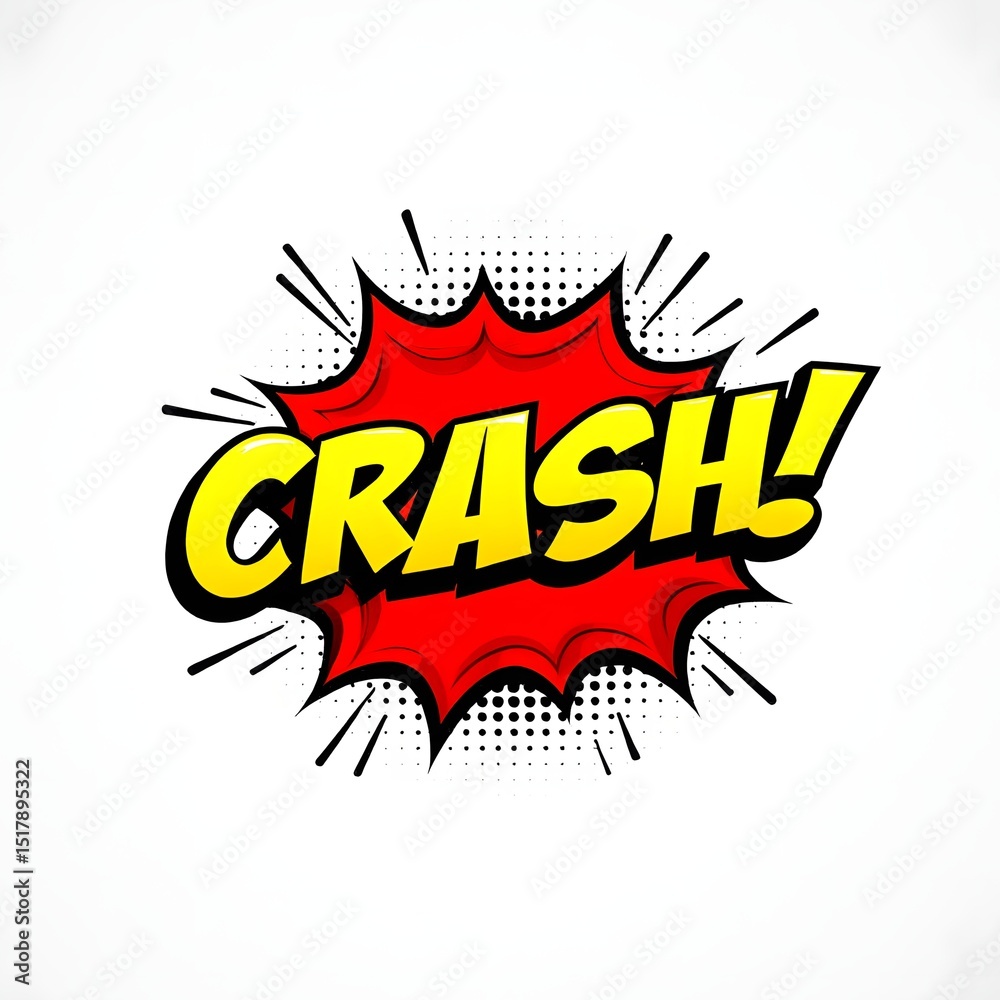 Comic Book Style Crash Text Effect with Red and Yellow Colors. Comic Book Style Crash Text Effect with Red and Yellow Colors.