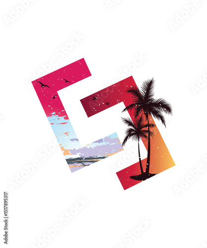 Beachside View Design, EPS, VECTOR
