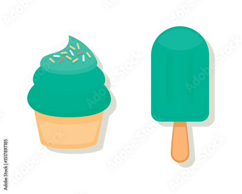 Set tasty ice cream collection