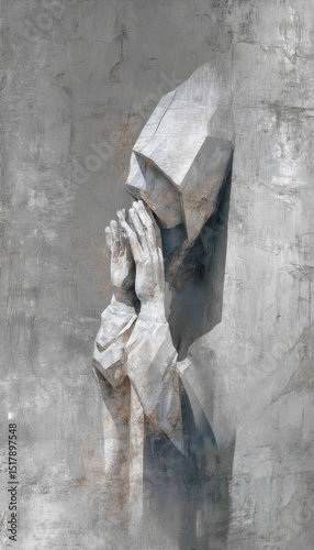 Praying Figure in Minimalist Style