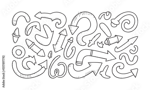 a collection of hand-drawn doodle arrows and other design elements.
