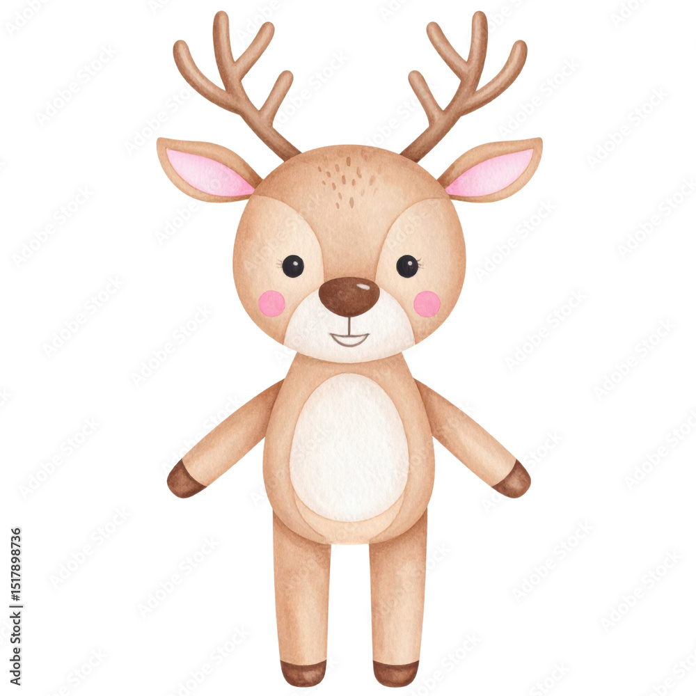 Cute deer character with antlers and rosy cheeks Cute deer character with antlers and rosy cheeks