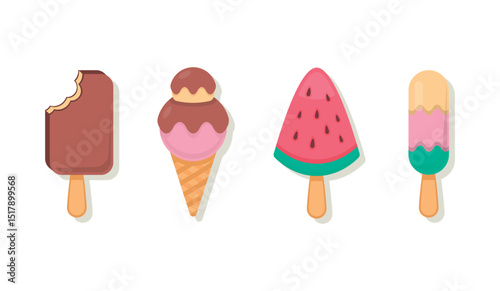 Set tasty ice cream collection