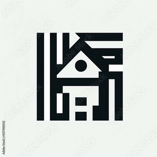 Abstract black house icon on white - excellent for creative presentations