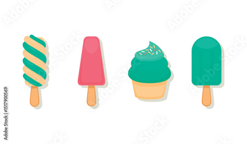 Set tasty ice cream collection