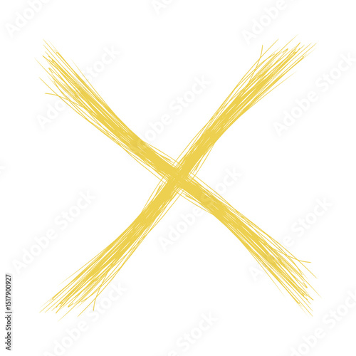 Yellow Scribbled X Mark on White