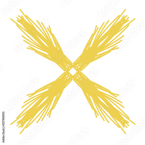 Crossed spaghetti noodles