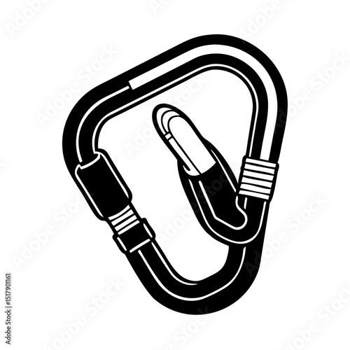 Isolated Black Carabiner for Outdoor Gear, Climbing Equipment, Adventure Sports, Hiking Blogs, and Safety Awareness in Extreme Activities  