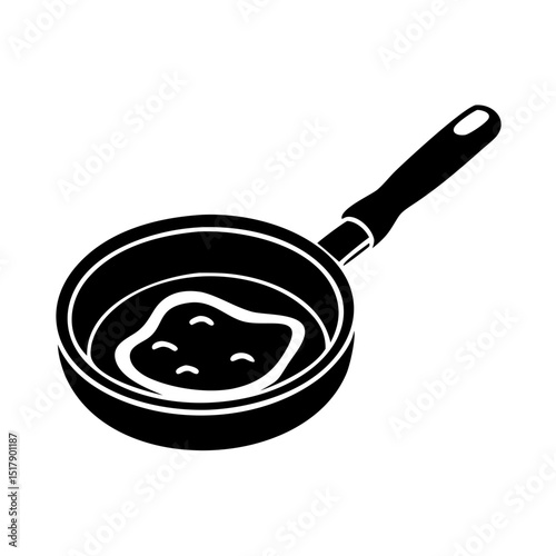 Isolated Frying Pan with Cooking Food for Culinary Artwork, Recipe Blogs, Kitchen Decor, and Cooking Instruction Materials  