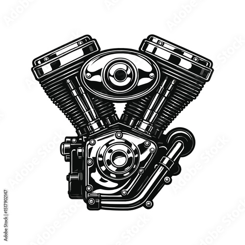 Vintage style motorcycle engine vector illustration