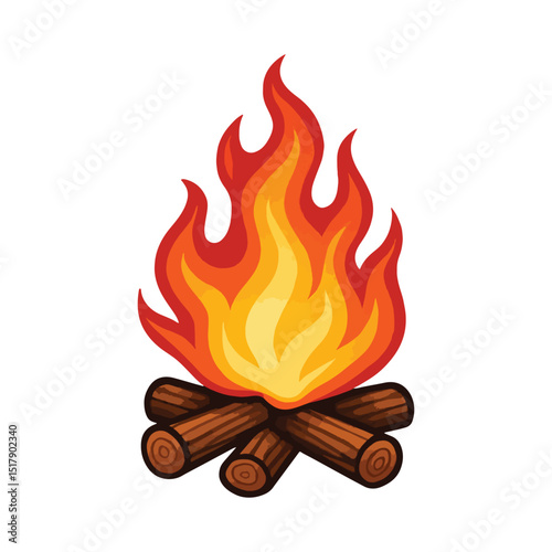Burning campfire flame vector clipart illustration