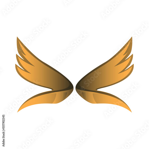 Golden Wings Abstract Illustration of Grace and Freedom
