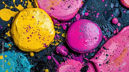 A vibrant abstract painting featuring a variety of colors and textures.