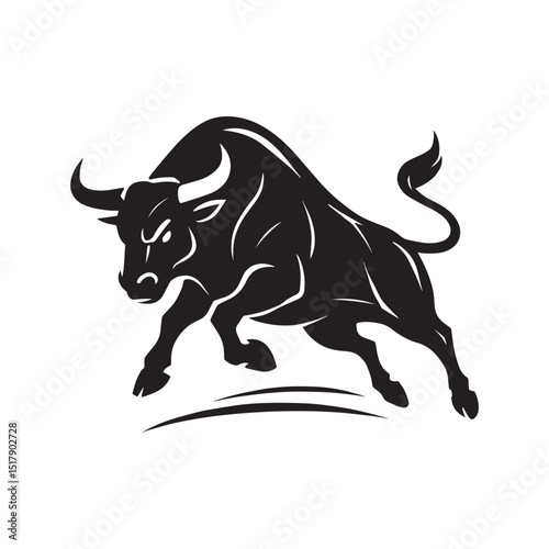 Angry Wild Bull Silhouette Bullhorn Silhouette vector illustration